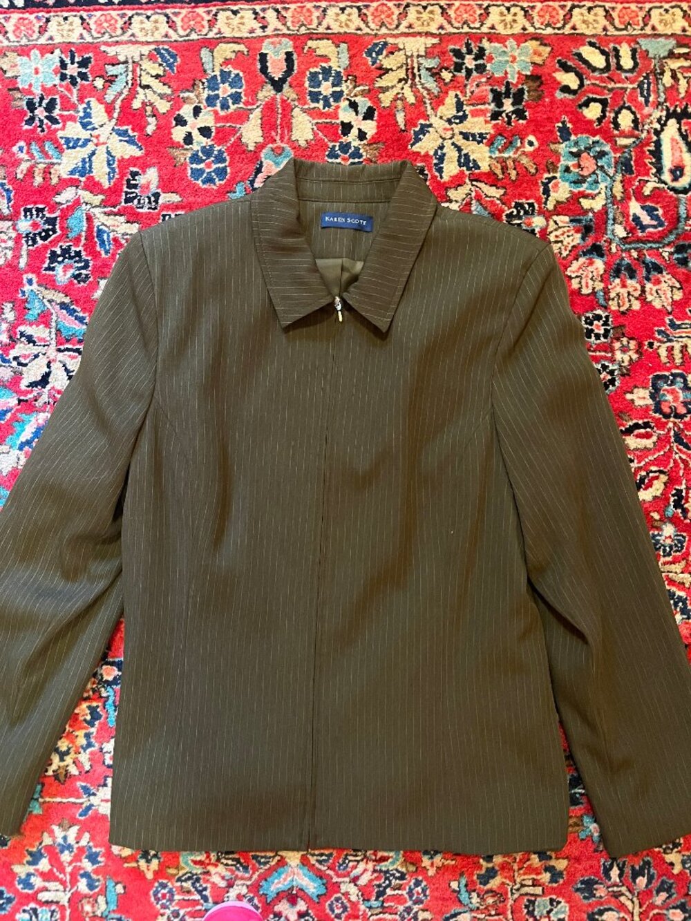 Tailored Vintage Karen Scott Pinstripe Dark Green Jacket